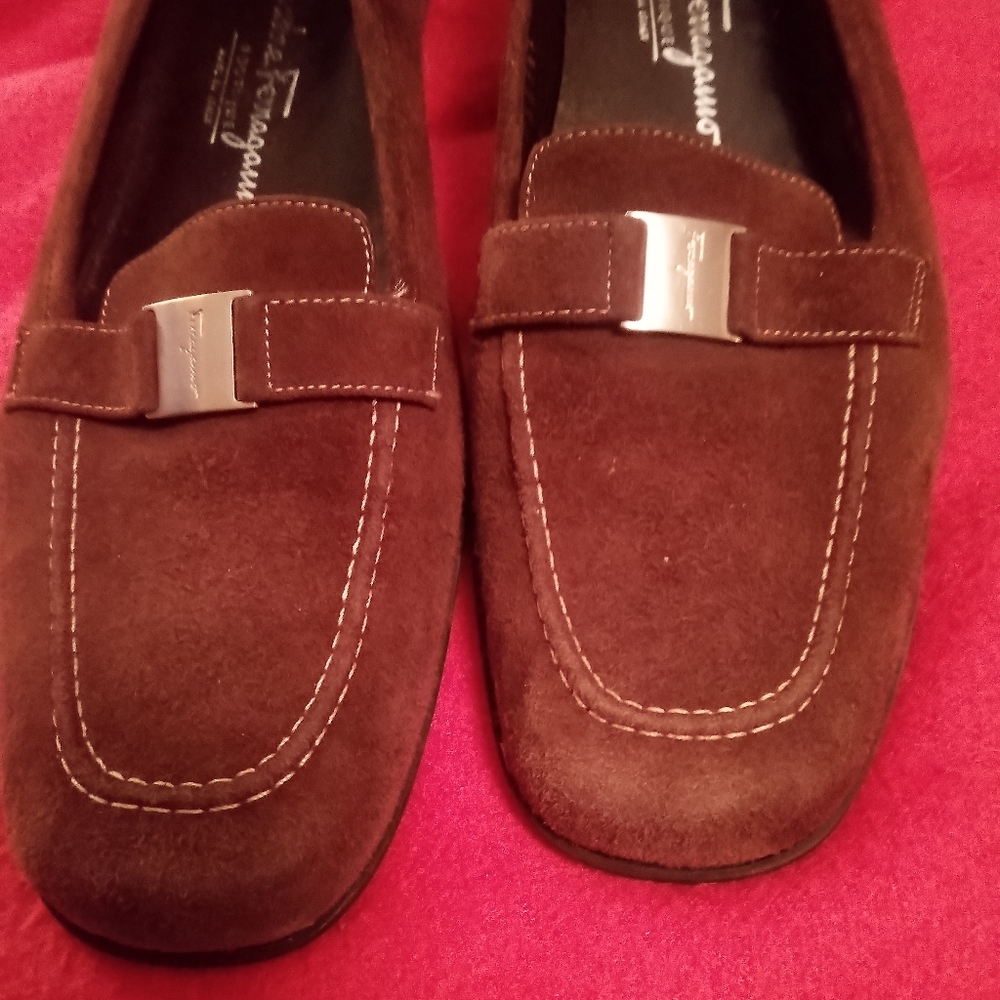 Salvatore Ferragamo Brown Suede Loafers for Women
